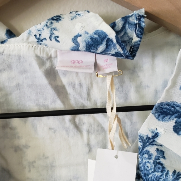 Gap x LoveShackFancy Blue Floral Ruffle Mini Dress Size Medium - Picture 6 of 7